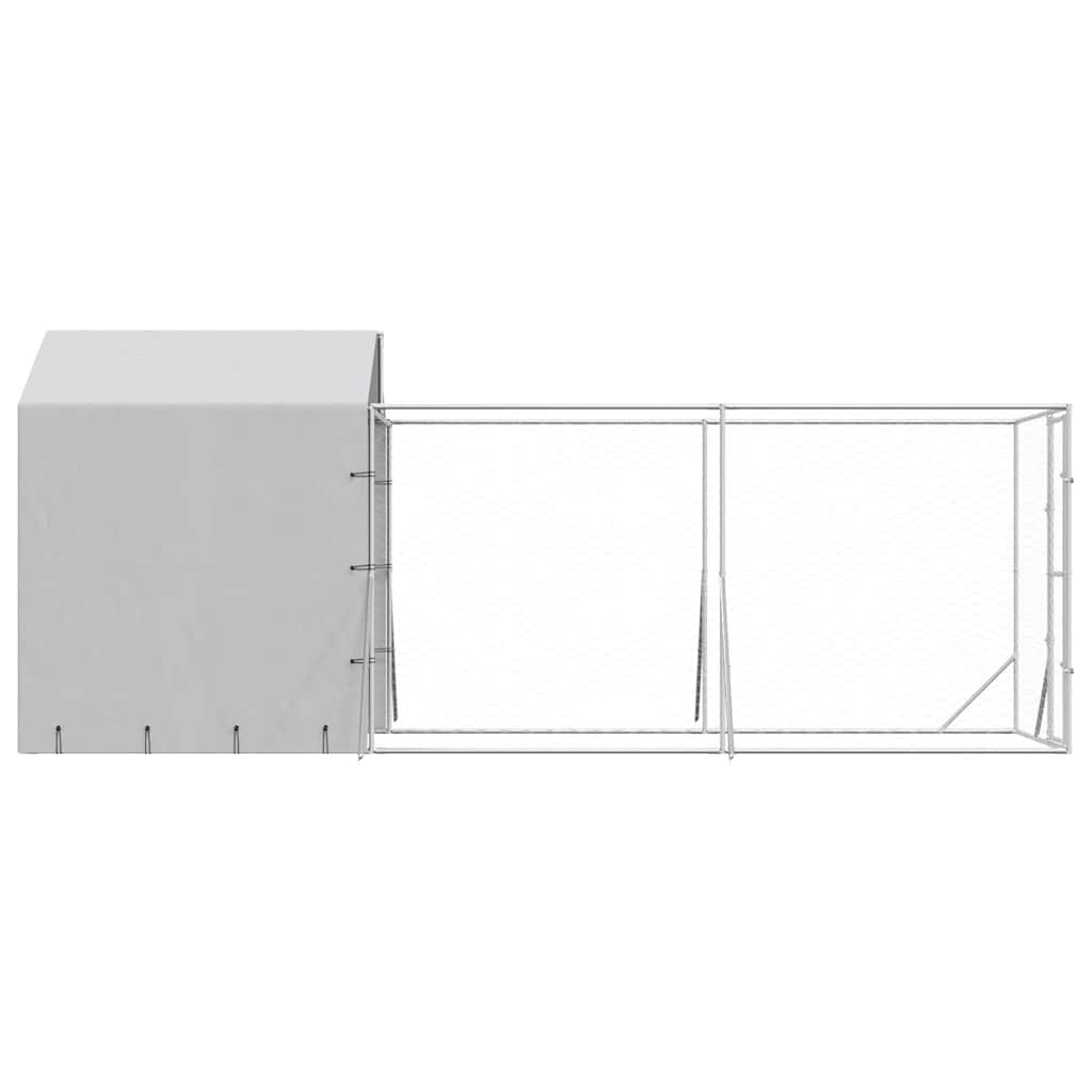 Hondenkennel met dak 2x6x2,5 m gegalvaniseerd staal zilverkleur is nu te koop bij PeponiXL, paradijselijk wonen!