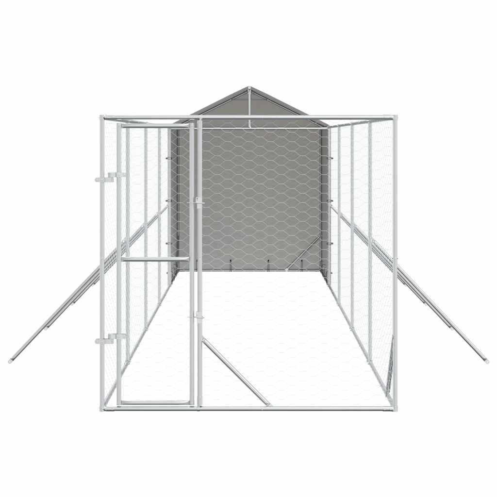 Hondenkennel met dak 2x10x2,5 m gegalvaniseerd staal zilver is nu te koop bij PeponiXL, paradijselijk wonen!