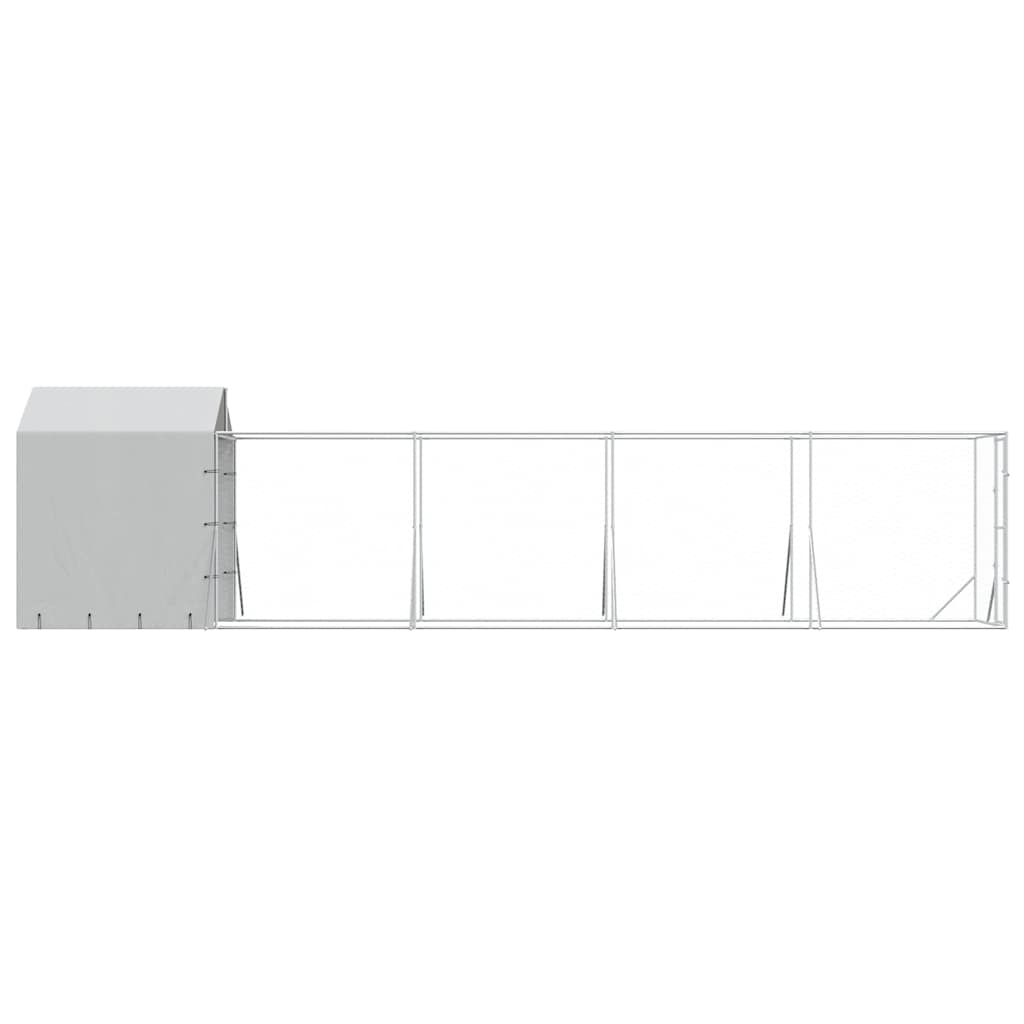 Hondenkennel met dak 2x10x2,5 m gegalvaniseerd staal zilver is nu te koop bij PeponiXL, paradijselijk wonen!
