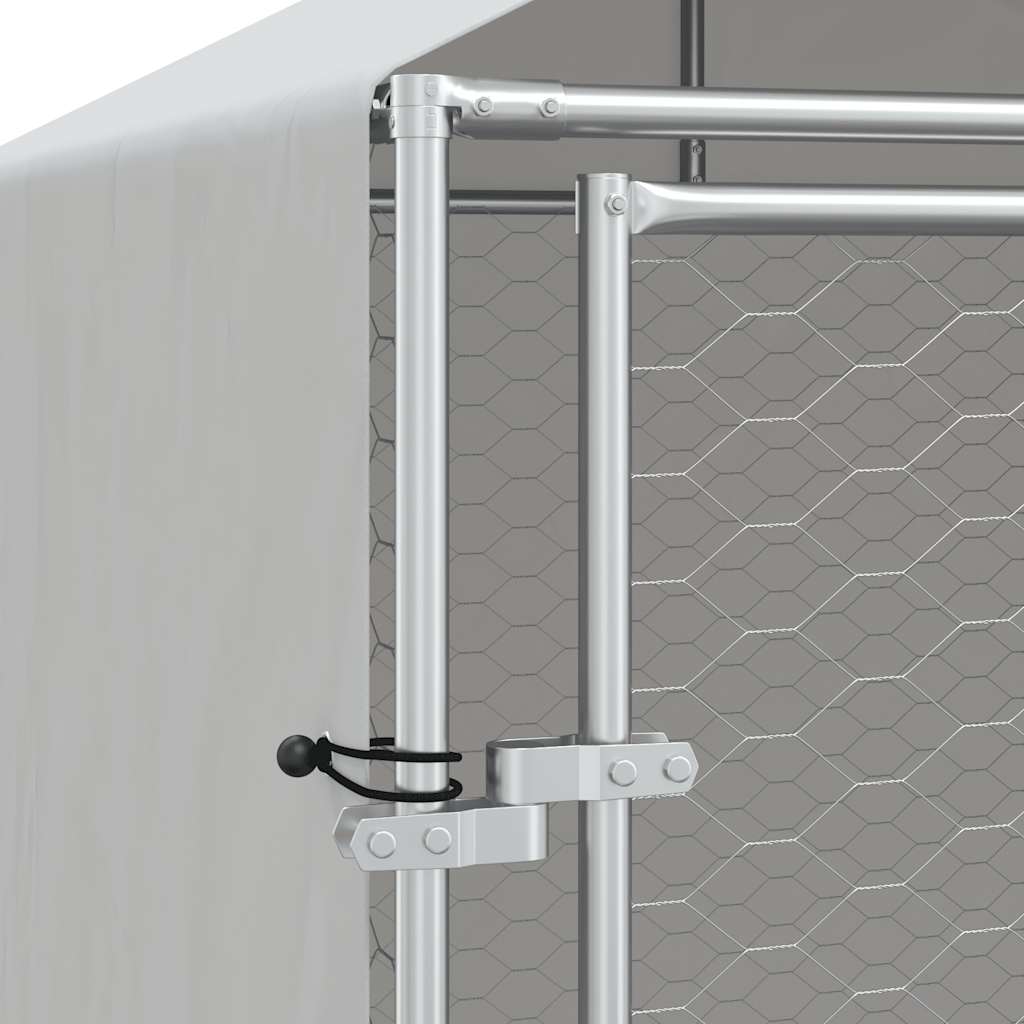 Hondenkennel met dak 2x10x2,5 m gegalvaniseerd staal zilver is nu te koop bij PeponiXL, paradijselijk wonen!