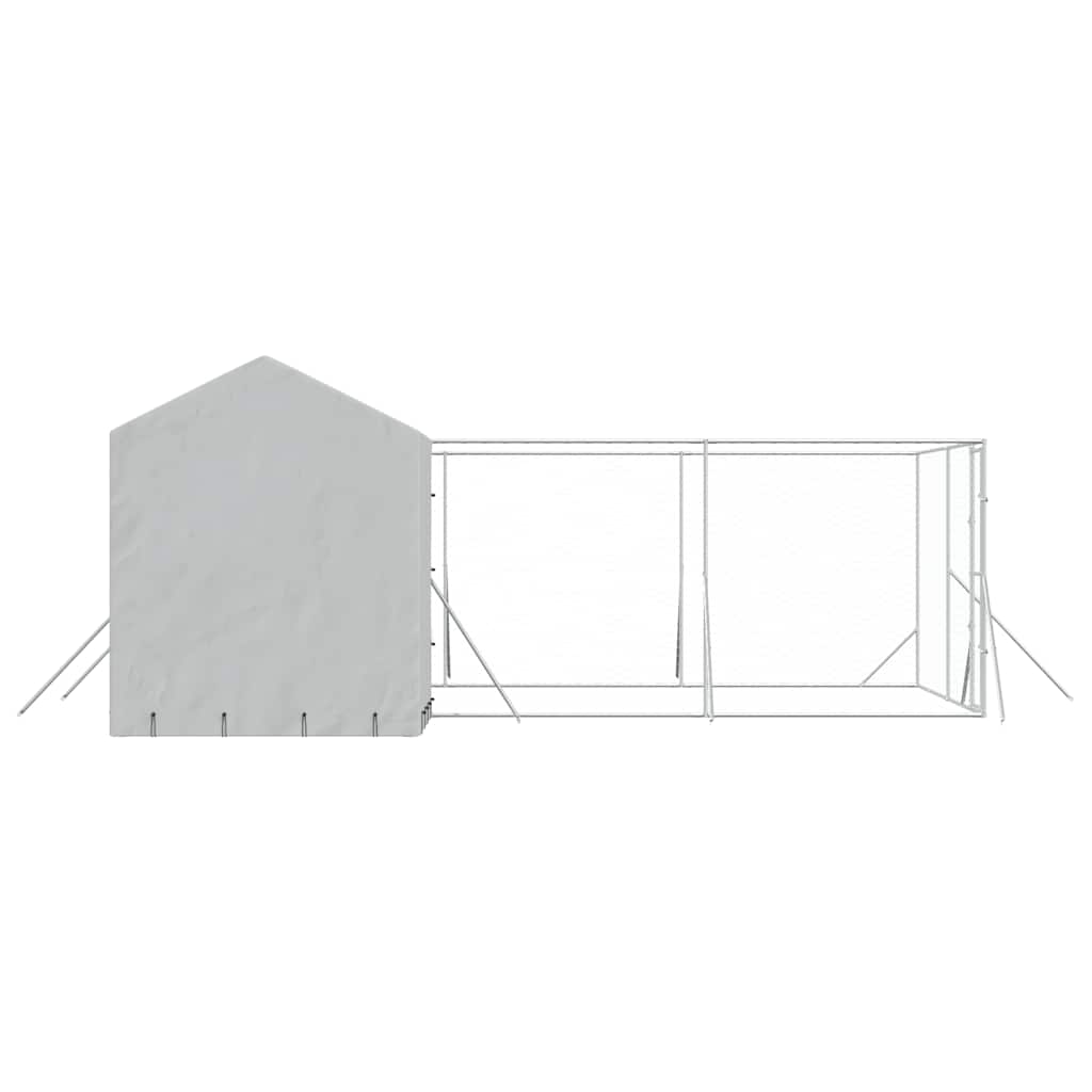 Hondenkennel met dak 6x6x2,5 m gegalvaniseerd staal zilver is nu te koop bij PeponiXL, paradijselijk wonen!