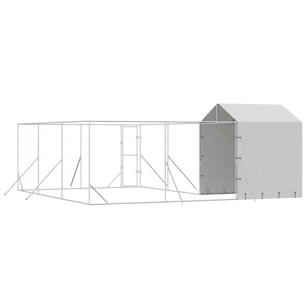 Hondenkennel met dak 6x6x2,5 m gegalvaniseerd staal zilver is nu te koop bij PeponiXL, paradijselijk wonen!