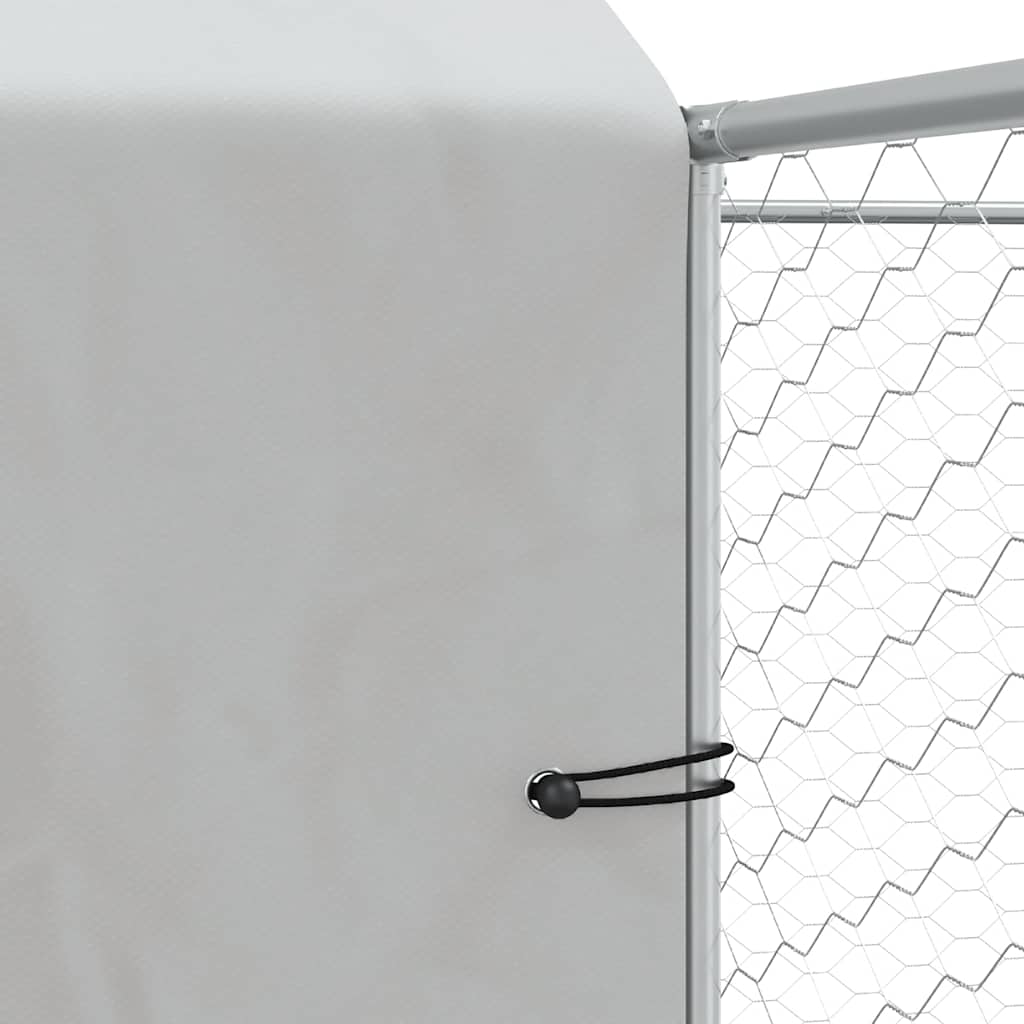 Hondenkennel met dak 6x6x2,5 m gegalvaniseerd staal zilver is nu te koop bij PeponiXL, paradijselijk wonen!