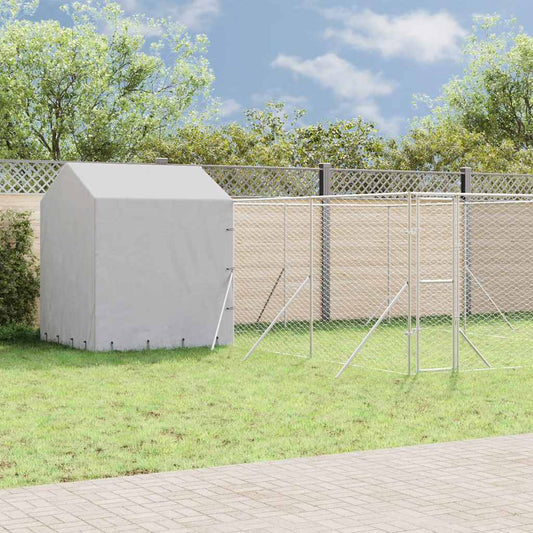 Hondenkennel met dak 6x6x2,5 m gegalvaniseerd staal zilver is nu te koop bij PeponiXL, paradijselijk wonen!