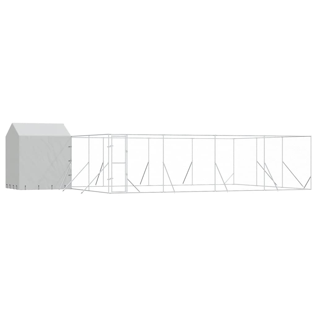 Hondenkennel met dak 10x6x2,5 m gegalvaniseerd staal zilver is nu te koop bij PeponiXL, paradijselijk wonen!