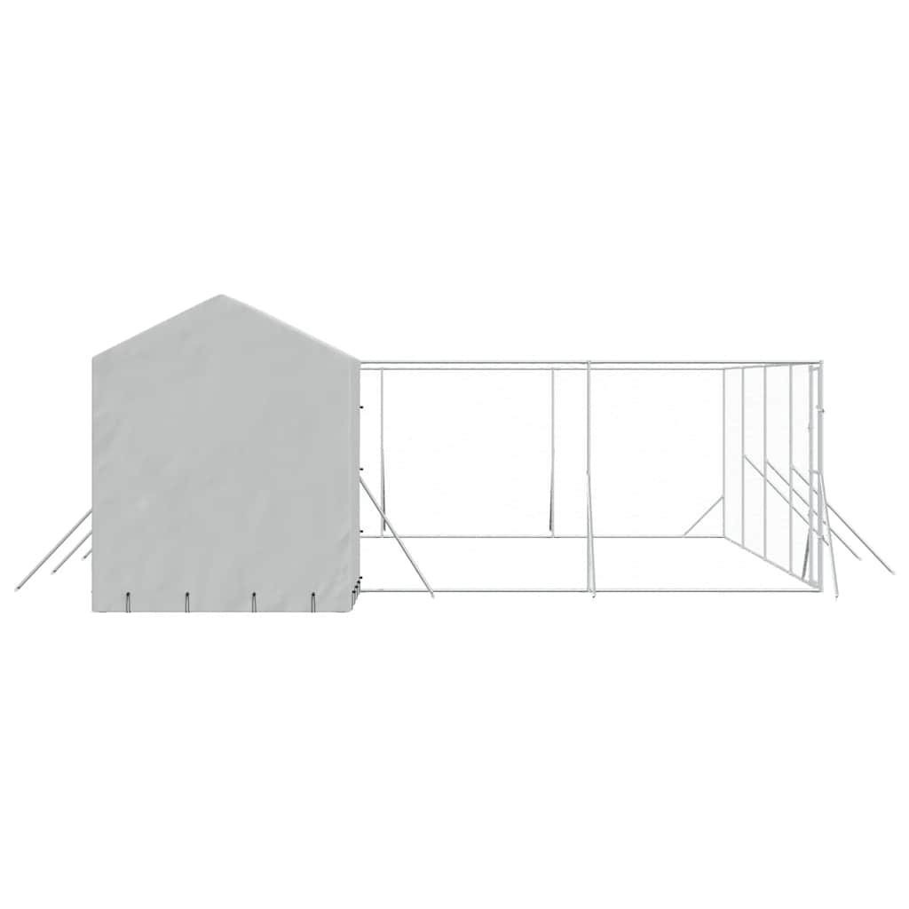 Hondenkennel met dak 10x6x2,5 m gegalvaniseerd staal zilver is nu te koop bij PeponiXL, paradijselijk wonen!