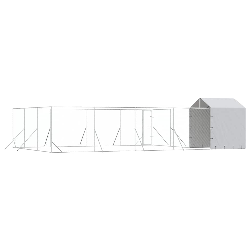 Hondenkennel met dak 10x6x2,5 m gegalvaniseerd staal zilver is nu te koop bij PeponiXL, paradijselijk wonen!
