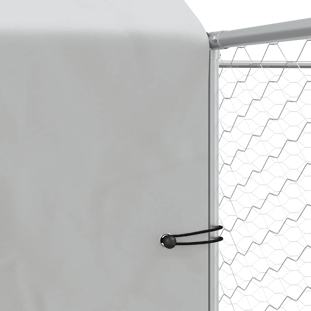 Hondenkennel met dak 10x6x2,5 m gegalvaniseerd staal zilver is nu te koop bij PeponiXL, paradijselijk wonen!