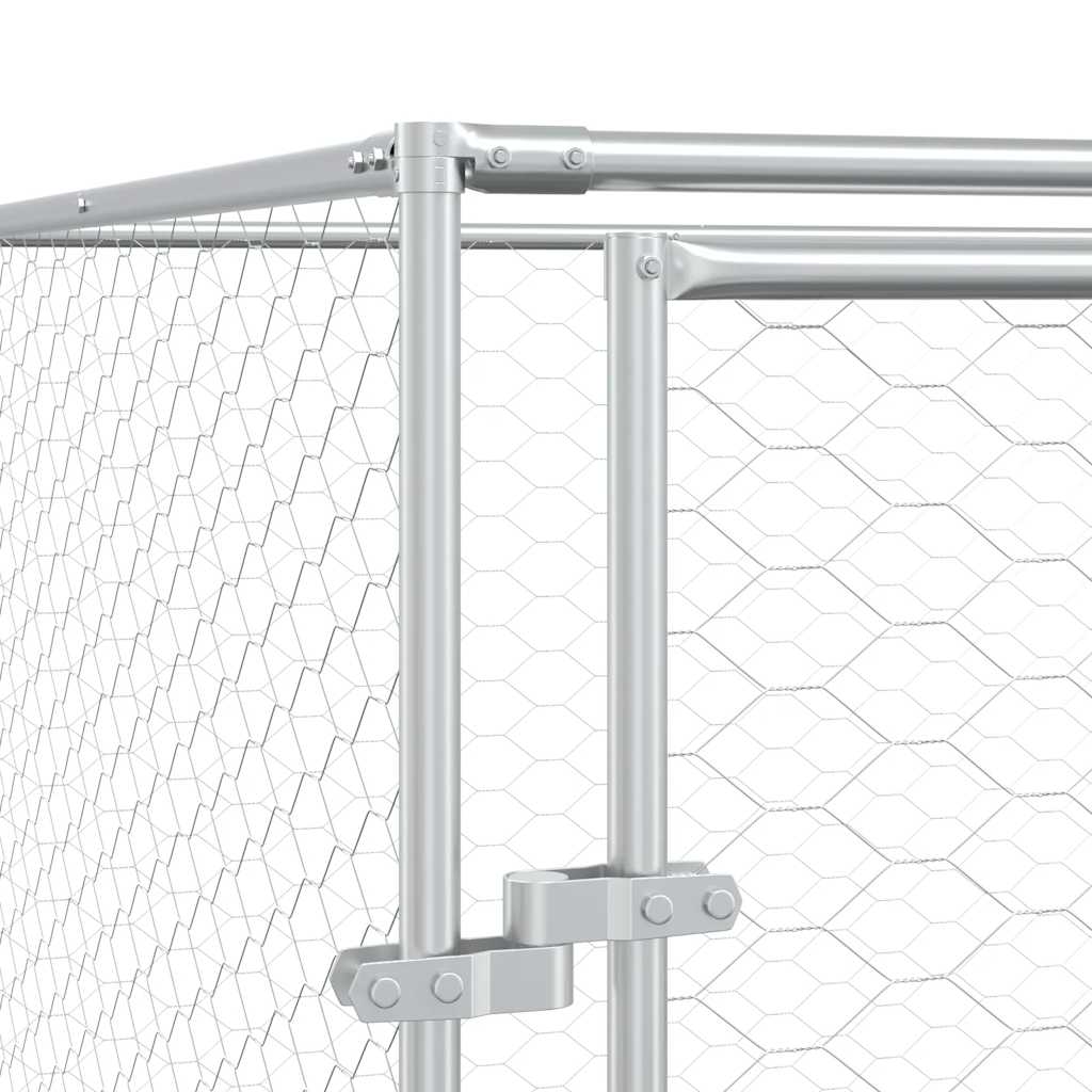 Hondenkennel met dak 10x6x2,5 m gegalvaniseerd staal zilver is nu te koop bij PeponiXL, paradijselijk wonen!