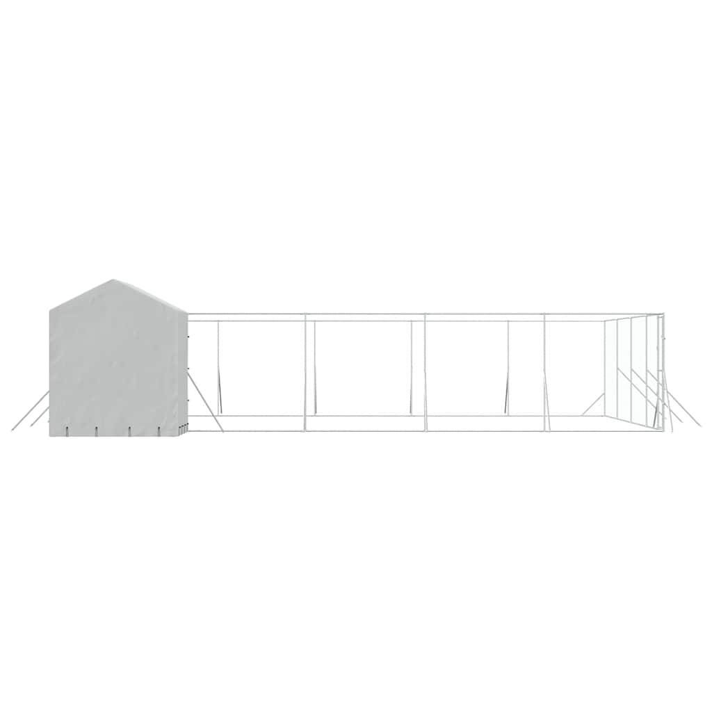 Hondenkennel met dak 10x10x2,5 m gegalvaniseerd staal zilver is nu te koop bij PeponiXL, paradijselijk wonen!
