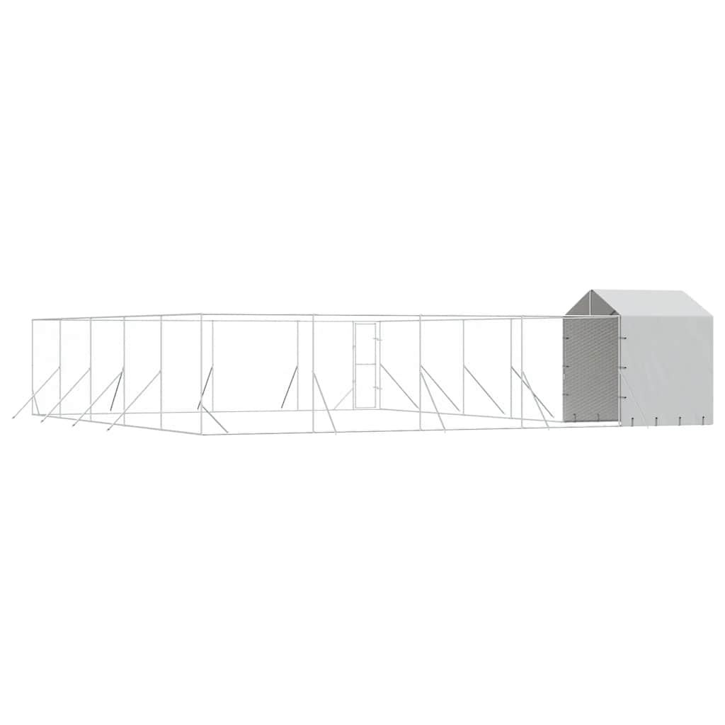 Hondenkennel met dak 10x10x2,5 m gegalvaniseerd staal zilver is nu te koop bij PeponiXL, paradijselijk wonen!