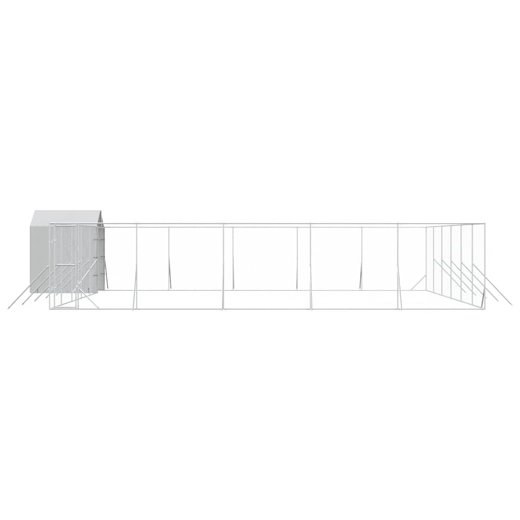 Hondenkennel met dak 12x12x2,5 m gegalvaniseerd staal zilver is nu te koop bij PeponiXL, paradijselijk wonen!
