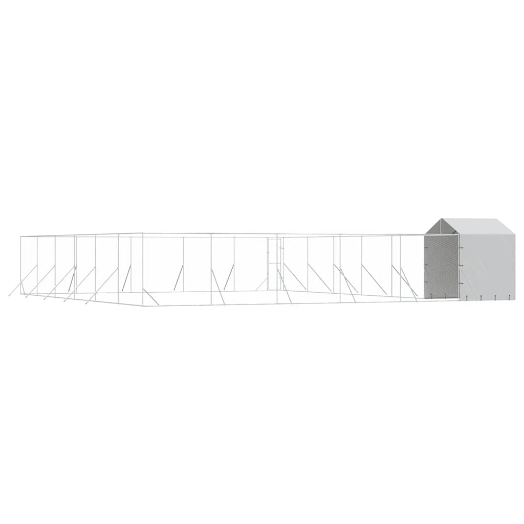 Hondenkennel met dak 12x12x2,5 m gegalvaniseerd staal zilver is nu te koop bij PeponiXL, paradijselijk wonen!