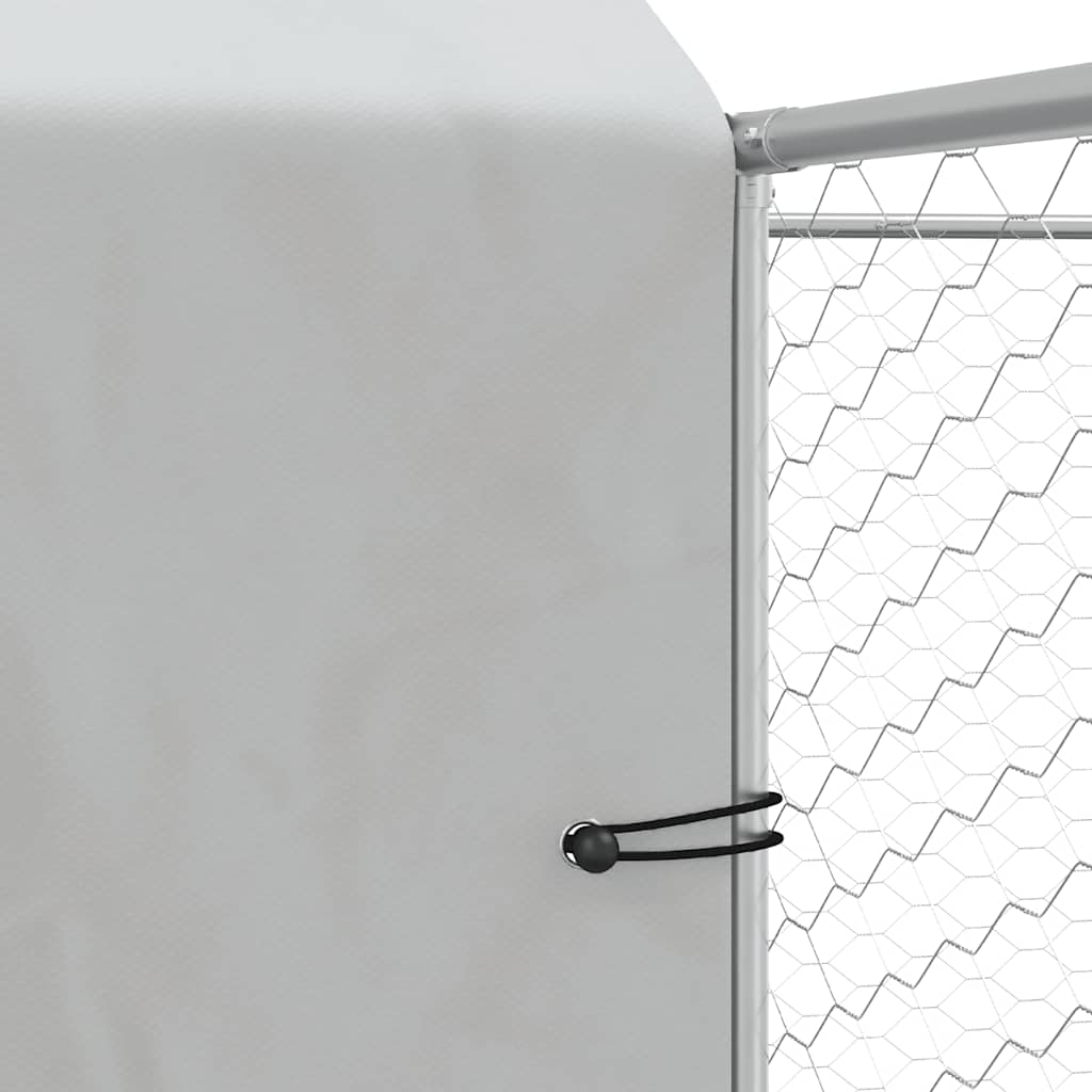 Hondenkennel met dak 12x12x2,5 m gegalvaniseerd staal zilver is nu te koop bij PeponiXL, paradijselijk wonen!