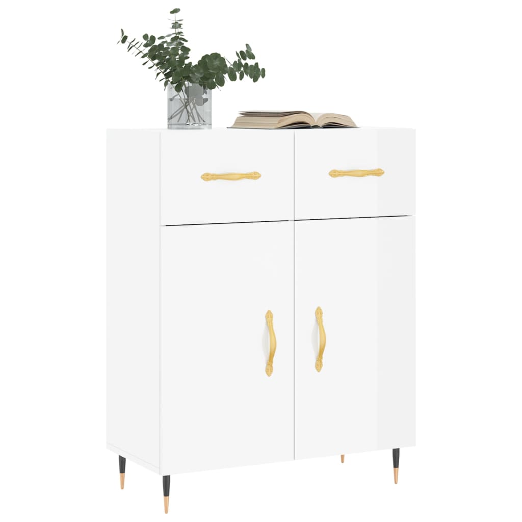 Dressoir 69,5x34x90 cm bewerkt hout hoogglans wit is nu te koop bij PeponiXL, paradijselijk wonen!