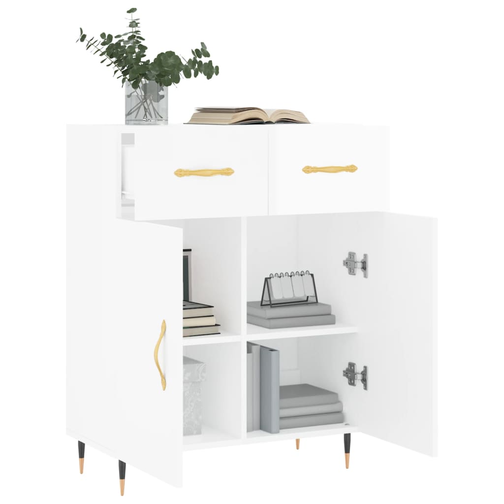 Dressoir 69,5x34x90 cm bewerkt hout hoogglans wit is nu te koop bij PeponiXL, paradijselijk wonen!