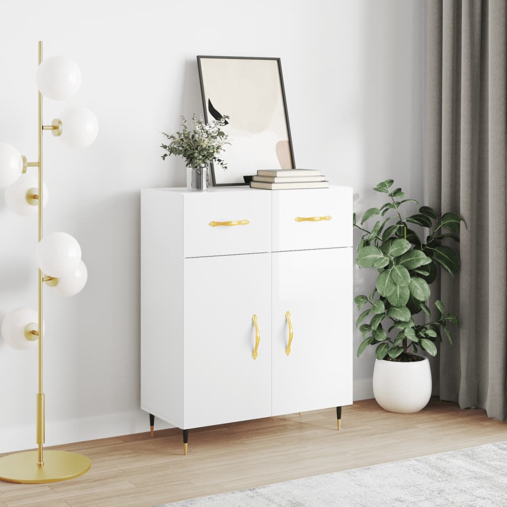 Dressoir 69,5x34x90 cm bewerkt hout hoogglans wit is nu te koop bij PeponiXL, paradijselijk wonen!