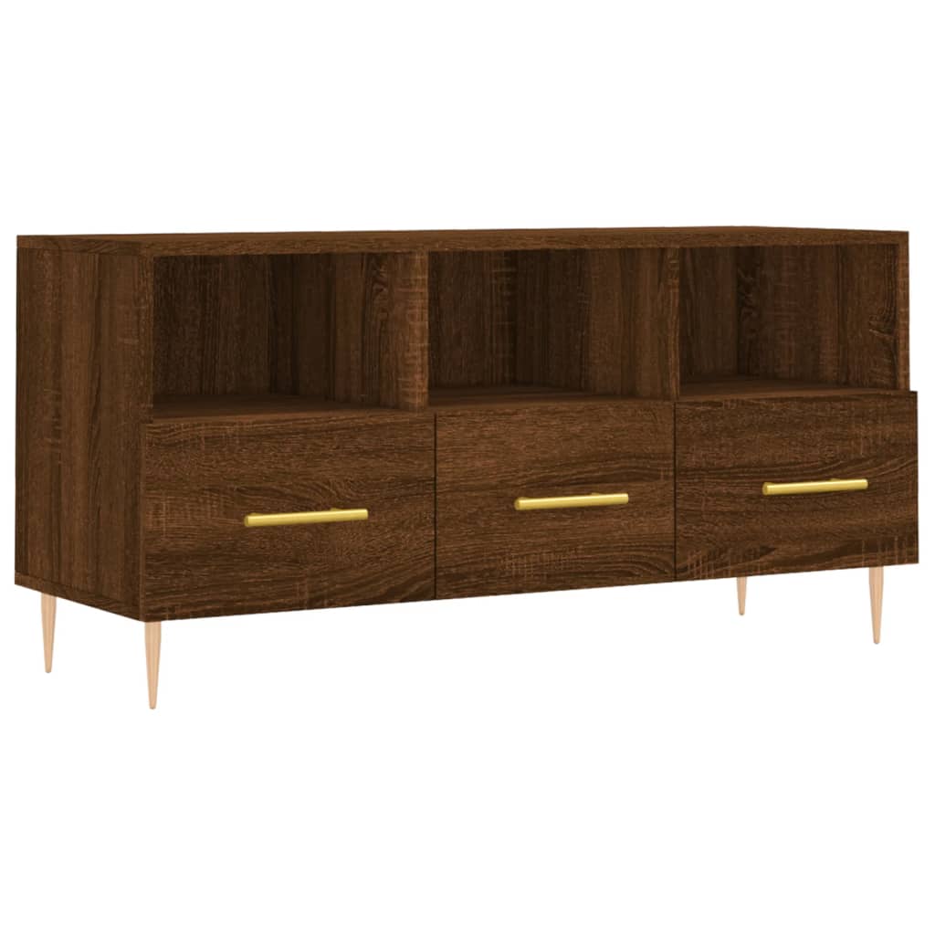 Tv-meubel 102x36x50 cm bewerkt hout bruin eikenkleur is nu te koop bij PeponiXL, paradijselijk wonen!