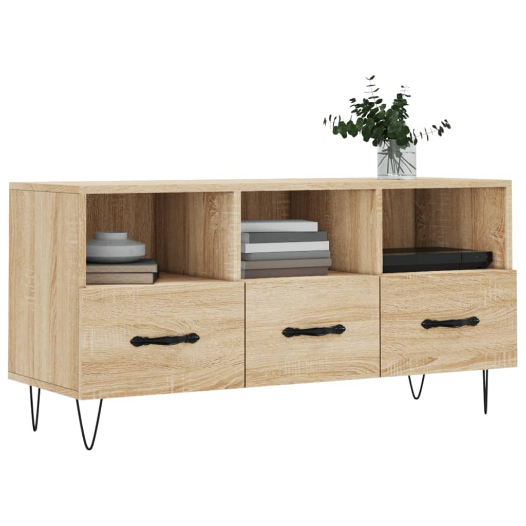 Tv-meubel 102x36x50 cm bewerkt hout sonoma eikenkleurig is nu te koop bij PeponiXL, paradijselijk wonen!