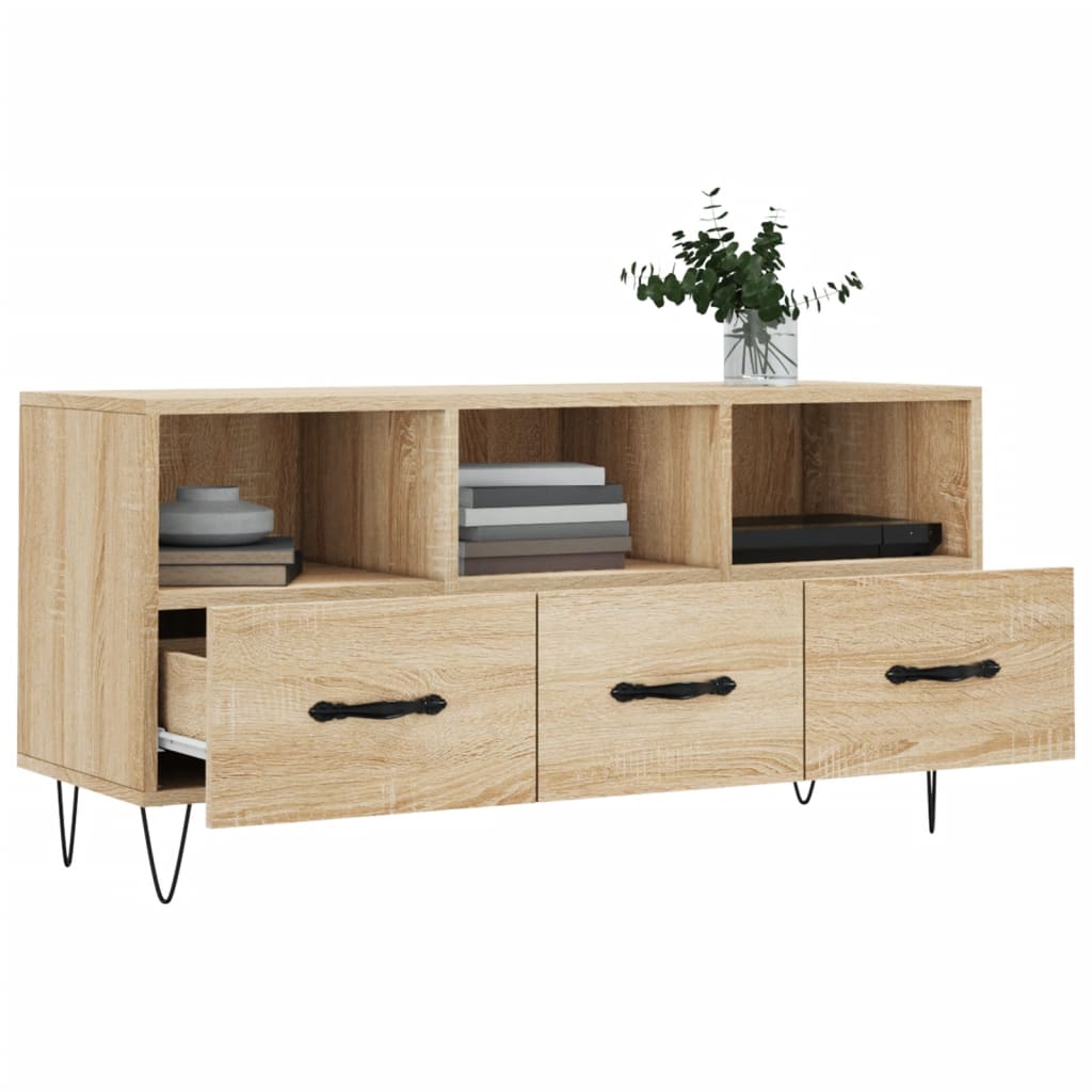 Tv-meubel 102x36x50 cm bewerkt hout sonoma eikenkleurig is nu te koop bij PeponiXL, paradijselijk wonen!