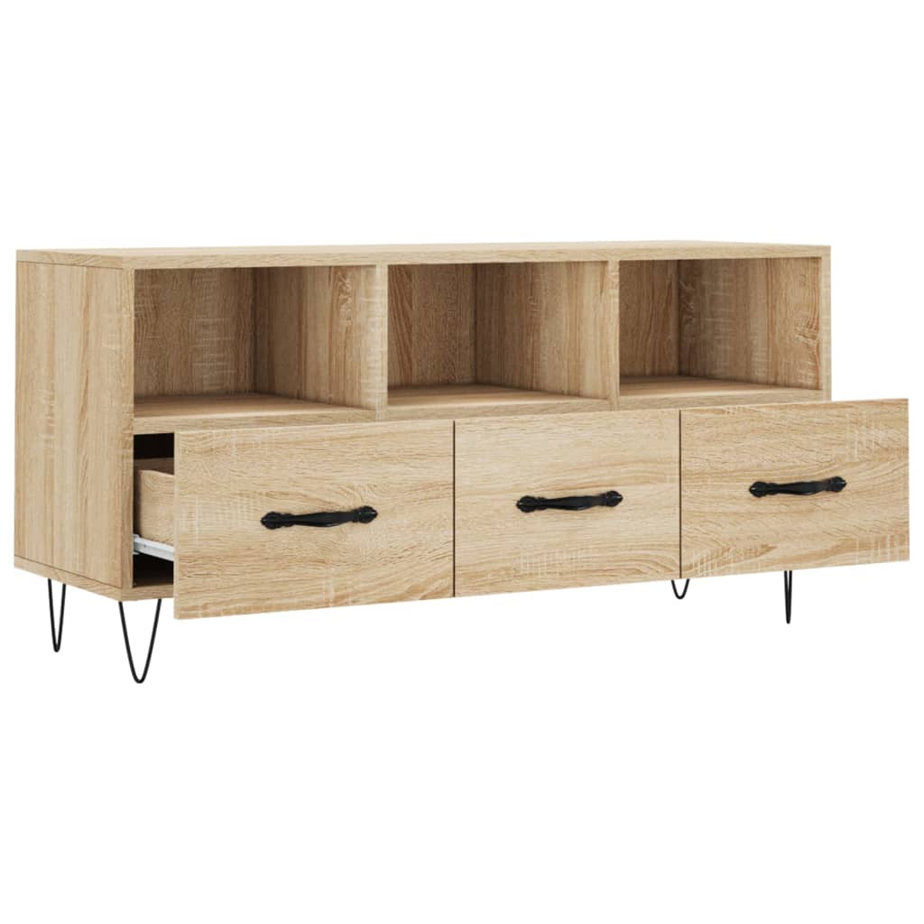 Tv-meubel 102x36x50 cm bewerkt hout sonoma eikenkleurig is nu te koop bij PeponiXL, paradijselijk wonen!