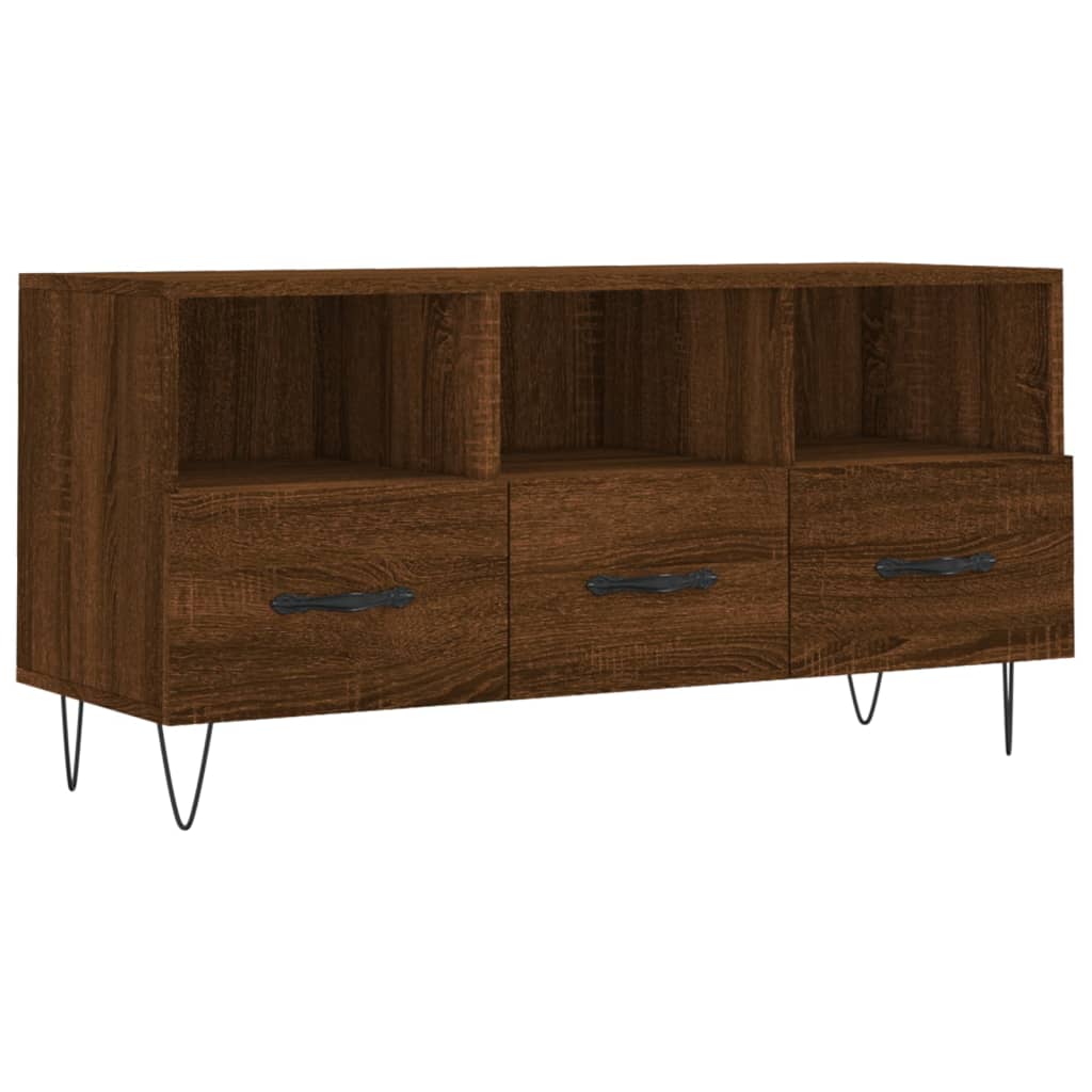 Tv-meubel 102x36x50 cm bewerkt hout bruin eikenkleur is nu te koop bij PeponiXL, paradijselijk wonen!