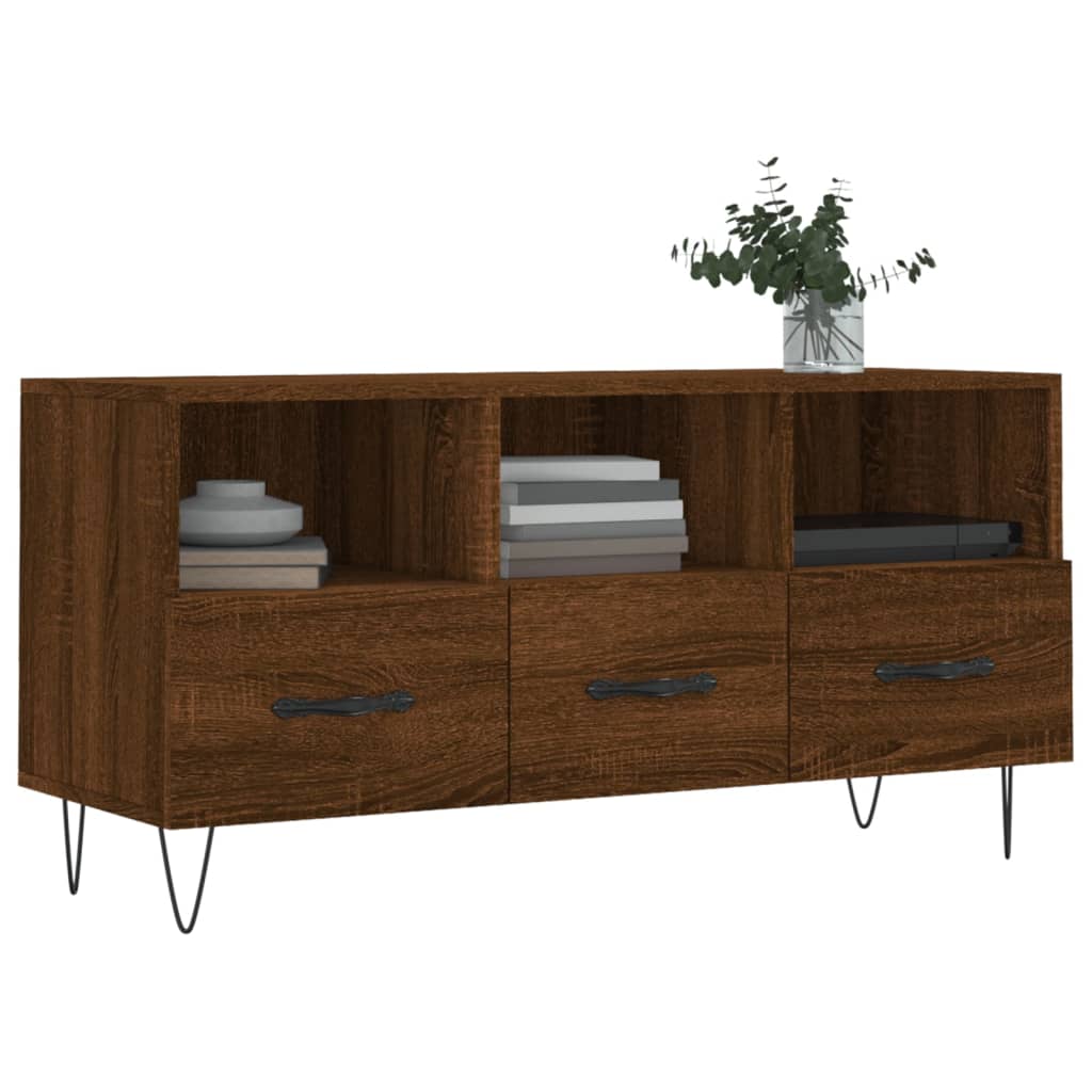 Tv-meubel 102x36x50 cm bewerkt hout bruin eikenkleur is nu te koop bij PeponiXL, paradijselijk wonen!