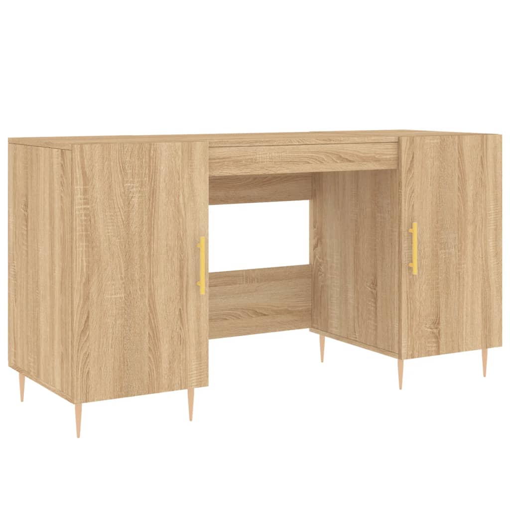 Bureau 140x50x75 cm bewerkt hout sonoma eikenkleurig is nu te koop bij PeponiXL, paradijselijk wonen!