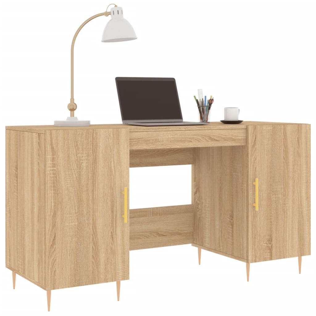 Bureau 140x50x75 cm bewerkt hout sonoma eikenkleurig is nu te koop bij PeponiXL, paradijselijk wonen!