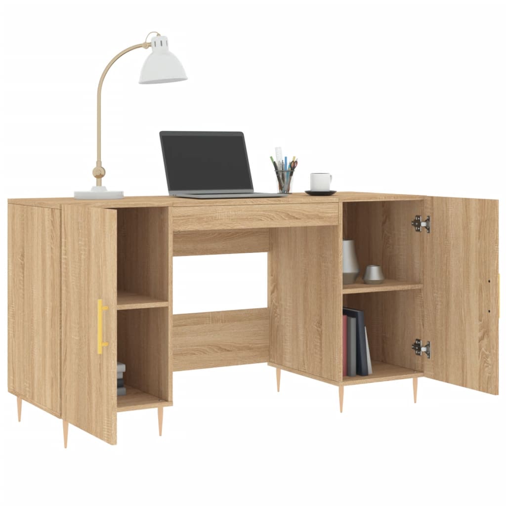 Bureau 140x50x75 cm bewerkt hout sonoma eikenkleurig is nu te koop bij PeponiXL, paradijselijk wonen!