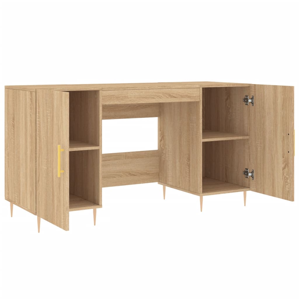 Bureau 140x50x75 cm bewerkt hout sonoma eikenkleurig is nu te koop bij PeponiXL, paradijselijk wonen!