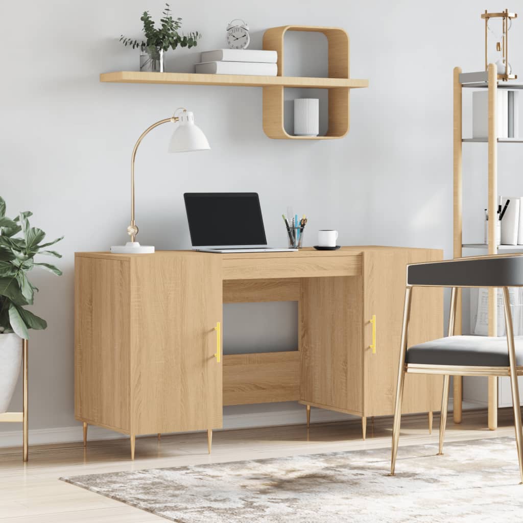 Bureau 140x50x75 cm bewerkt hout sonoma eikenkleurig is nu te koop bij PeponiXL, paradijselijk wonen!
