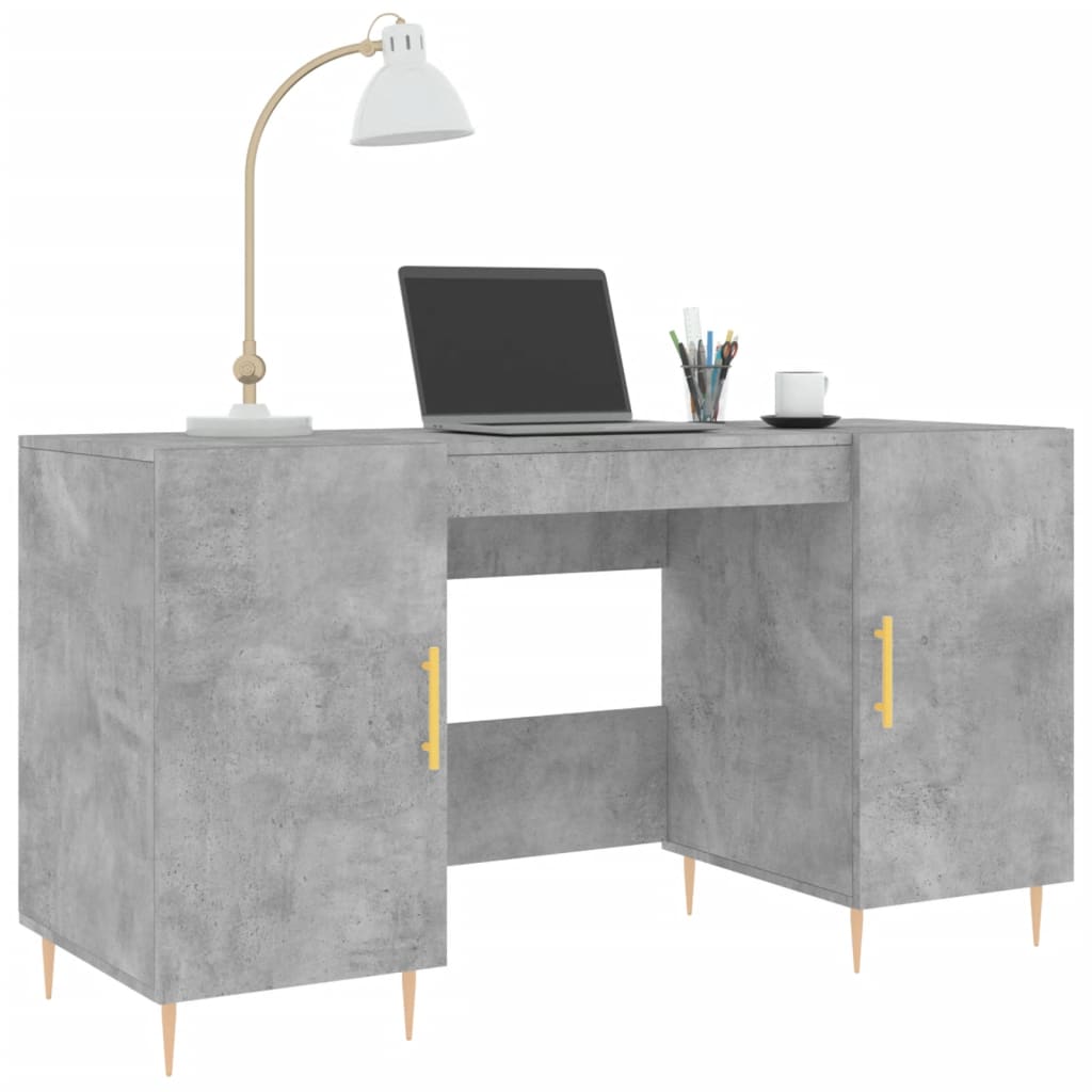 Bureau 140x50x75 cm bewerkt hout betongrijs is nu te koop bij PeponiXL, paradijselijk wonen!
