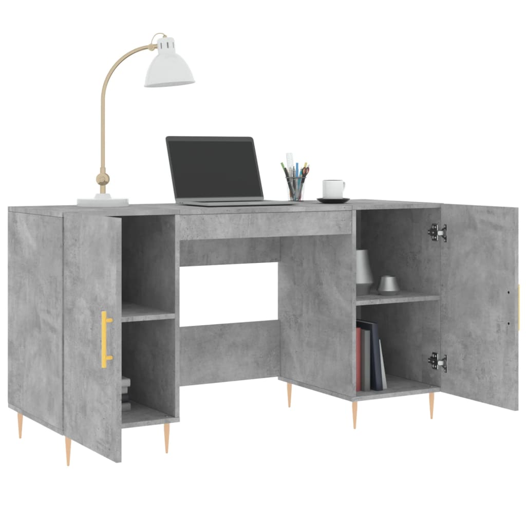 Bureau 140x50x75 cm bewerkt hout betongrijs is nu te koop bij PeponiXL, paradijselijk wonen!