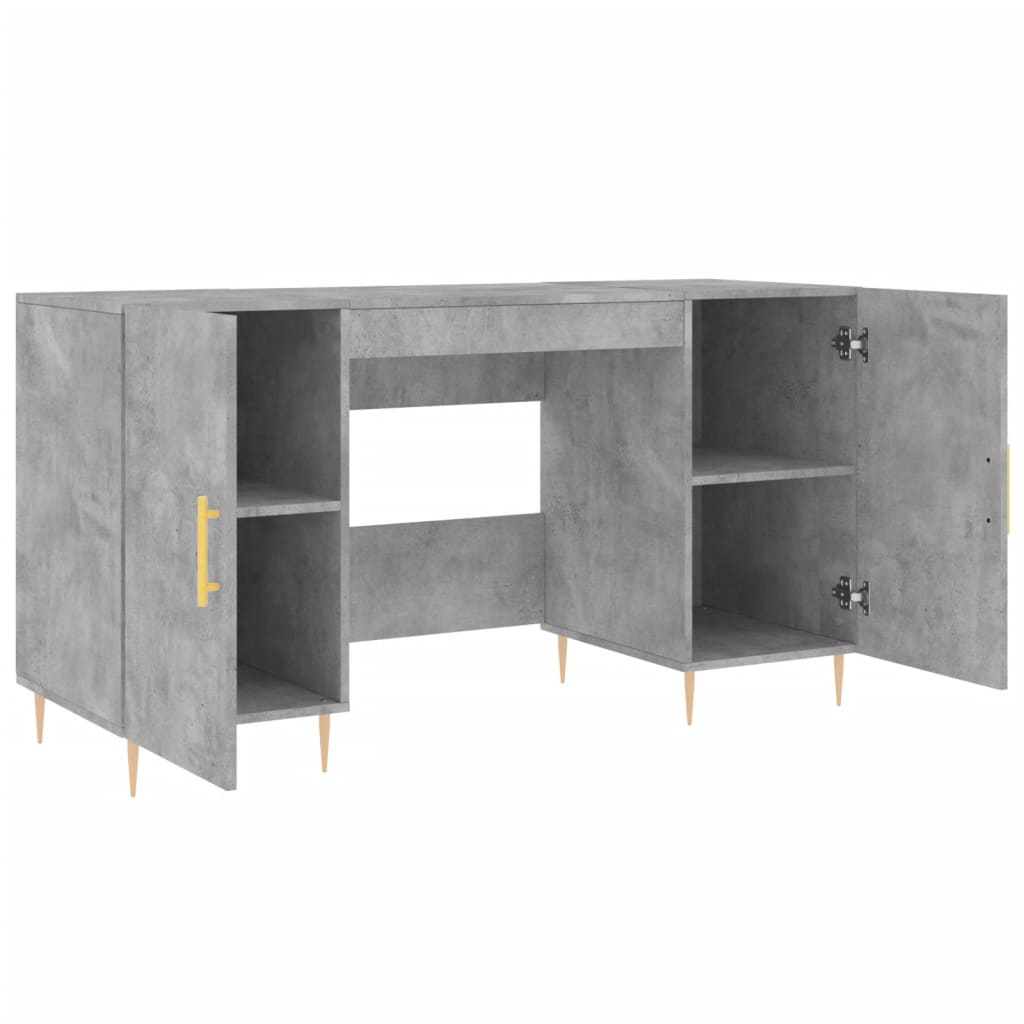 Bureau 140x50x75 cm bewerkt hout betongrijs is nu te koop bij PeponiXL, paradijselijk wonen!