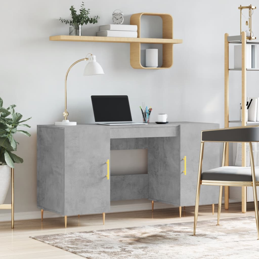 Bureau 140x50x75 cm bewerkt hout betongrijs is nu te koop bij PeponiXL, paradijselijk wonen!