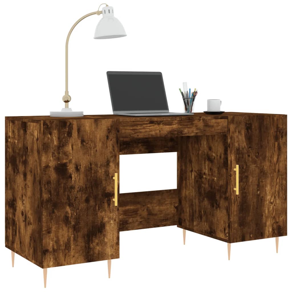 Bureau 140x50x75 cm bewerkt hout gerookt eikenkleurig is nu te koop bij PeponiXL, paradijselijk wonen!
