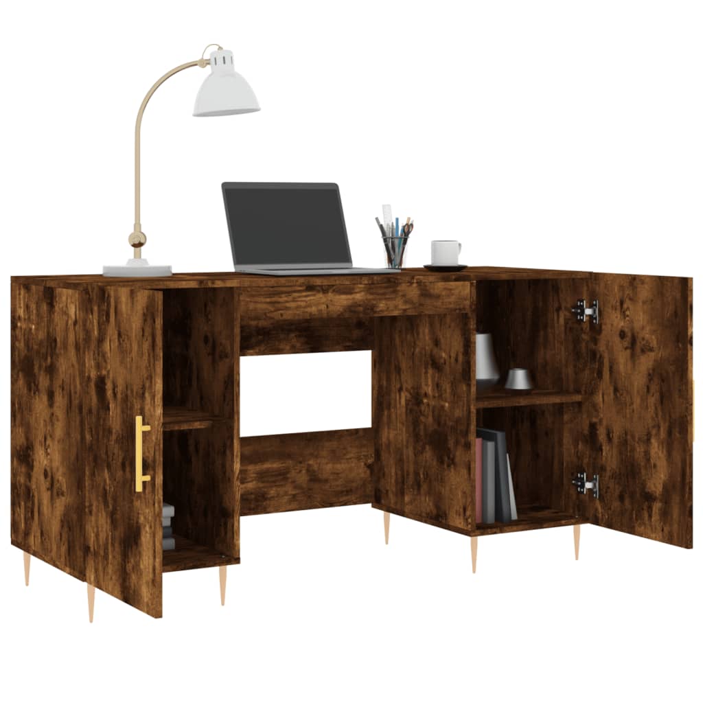Bureau 140x50x75 cm bewerkt hout gerookt eikenkleurig is nu te koop bij PeponiXL, paradijselijk wonen!