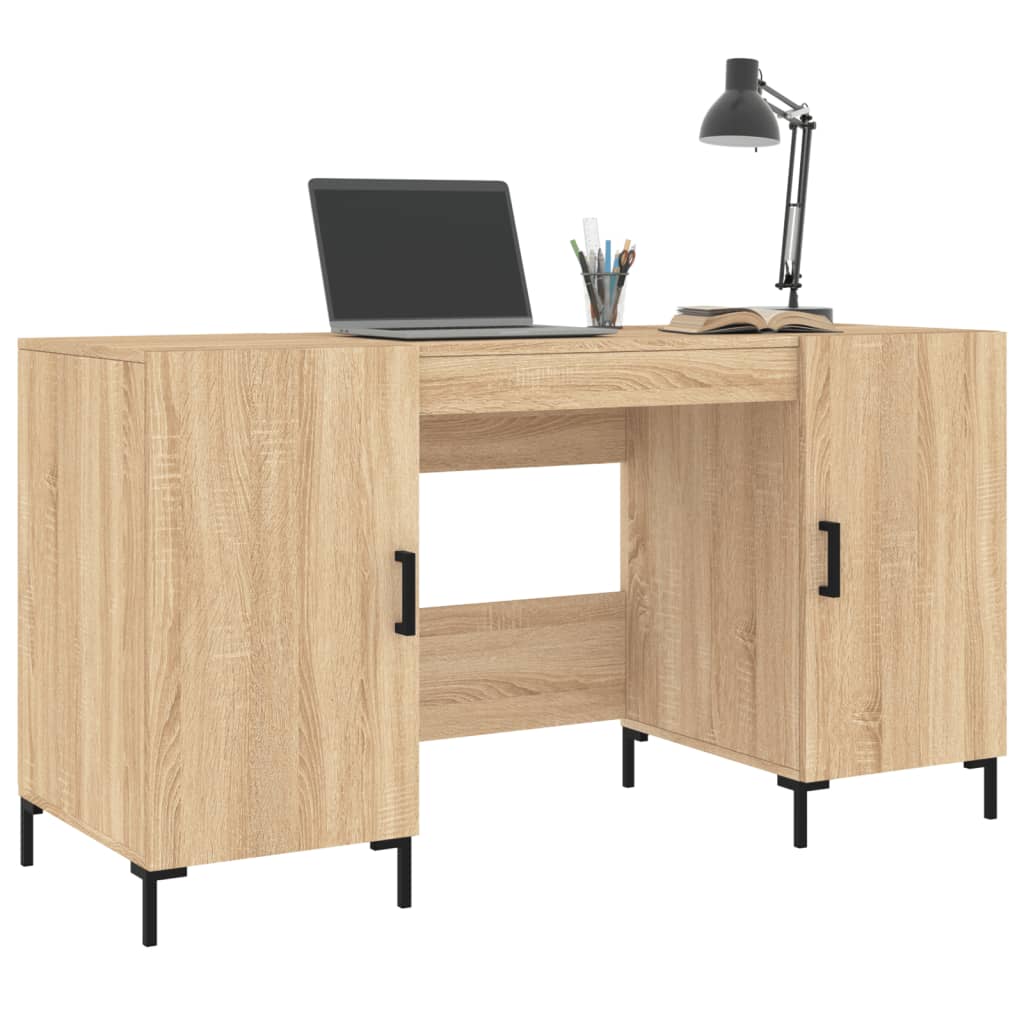Bureau 140x50x75 cm bewerkt hout sonoma eikenkleurig is nu te koop bij PeponiXL, paradijselijk wonen!