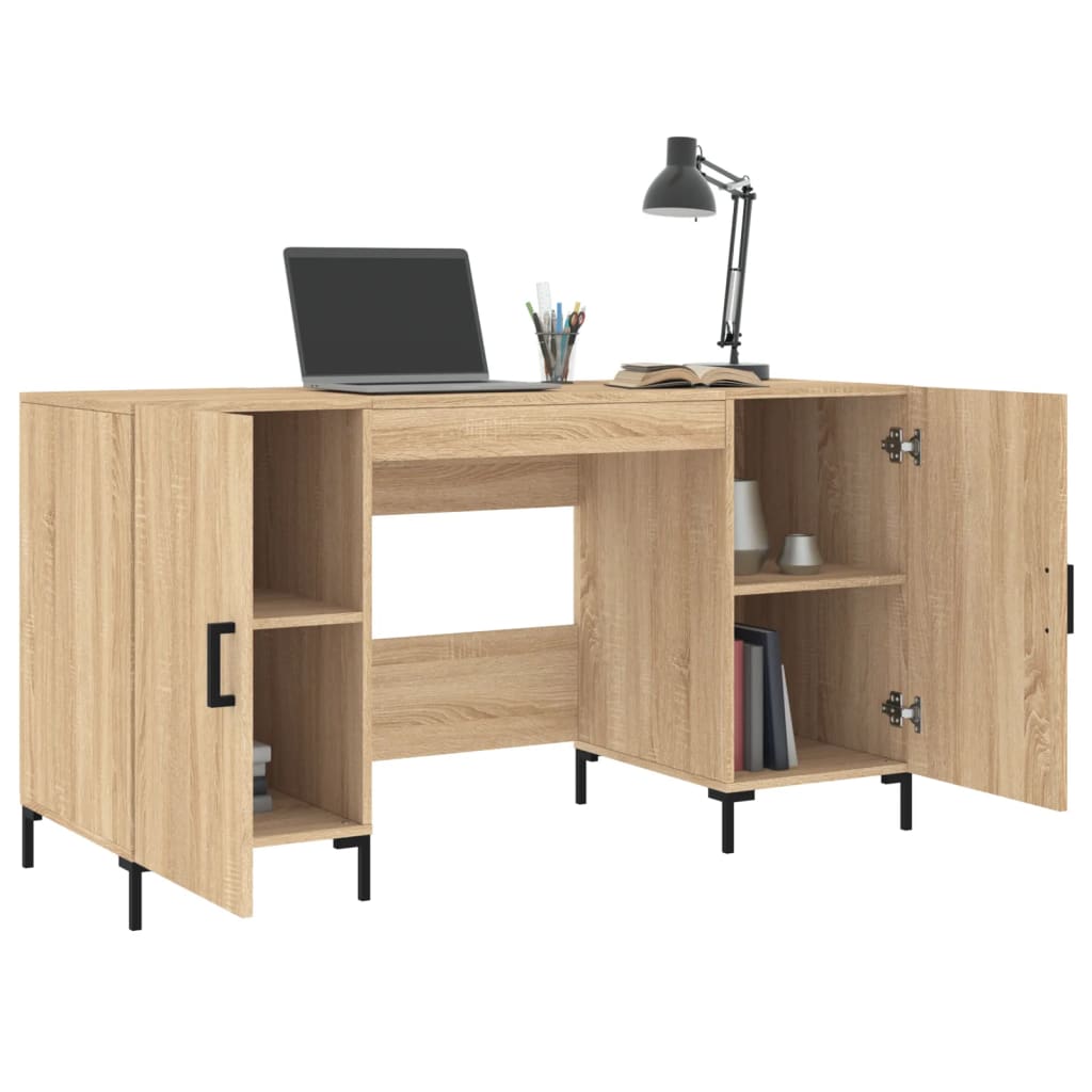 Bureau 140x50x75 cm bewerkt hout sonoma eikenkleurig is nu te koop bij PeponiXL, paradijselijk wonen!