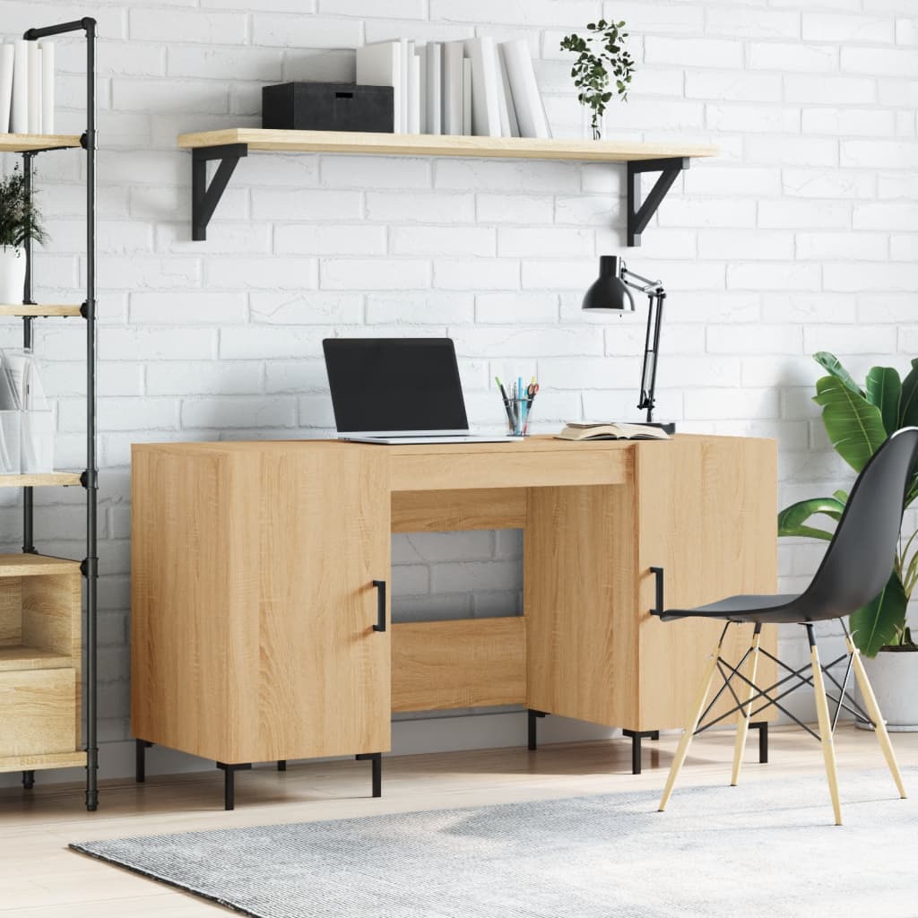 Bureau 140x50x75 cm bewerkt hout sonoma eikenkleurig is nu te koop bij PeponiXL, paradijselijk wonen!
