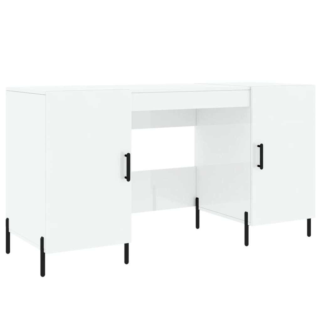 Bureau 140x50x75 cm bewerkt hout hoogglans wit is nu te koop bij PeponiXL, paradijselijk wonen!