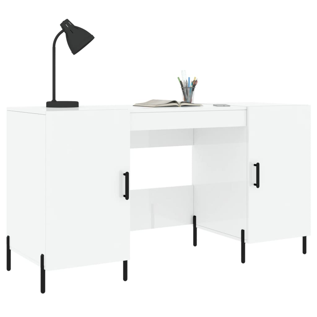 Bureau 140x50x75 cm bewerkt hout hoogglans wit is nu te koop bij PeponiXL, paradijselijk wonen!