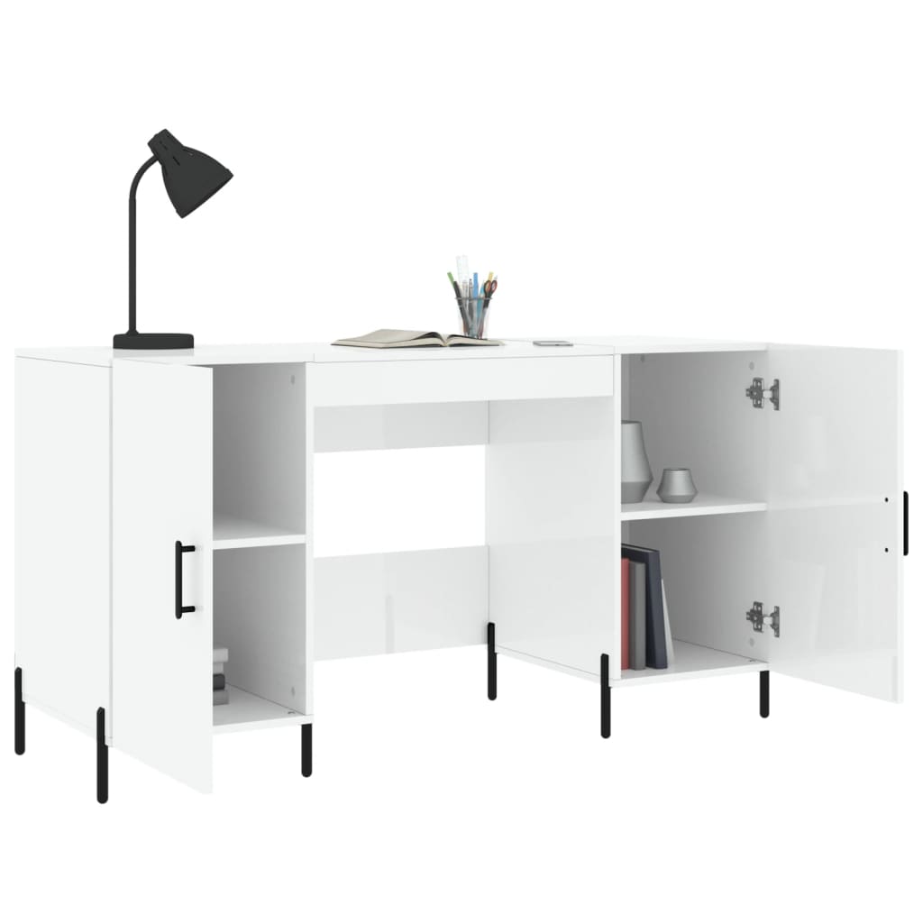 Bureau 140x50x75 cm bewerkt hout hoogglans wit is nu te koop bij PeponiXL, paradijselijk wonen!