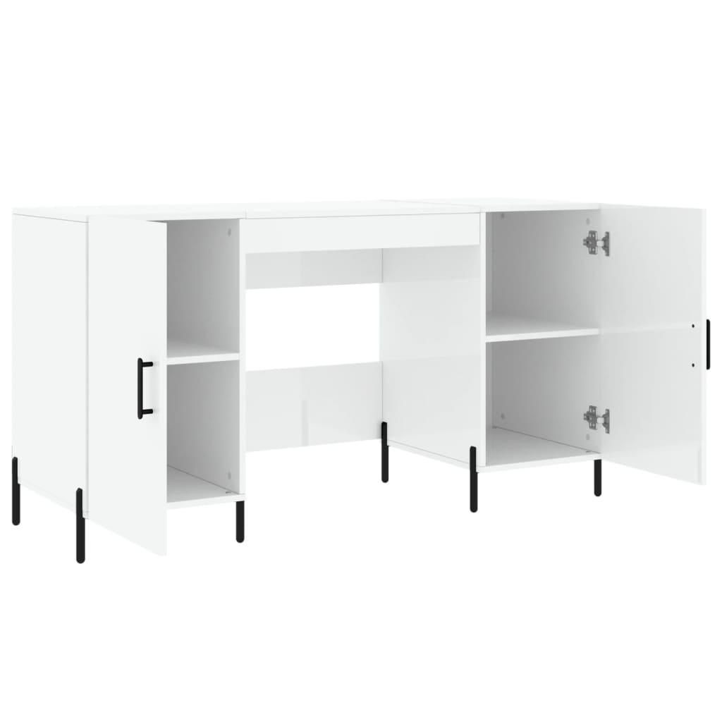 Bureau 140x50x75 cm bewerkt hout hoogglans wit is nu te koop bij PeponiXL, paradijselijk wonen!