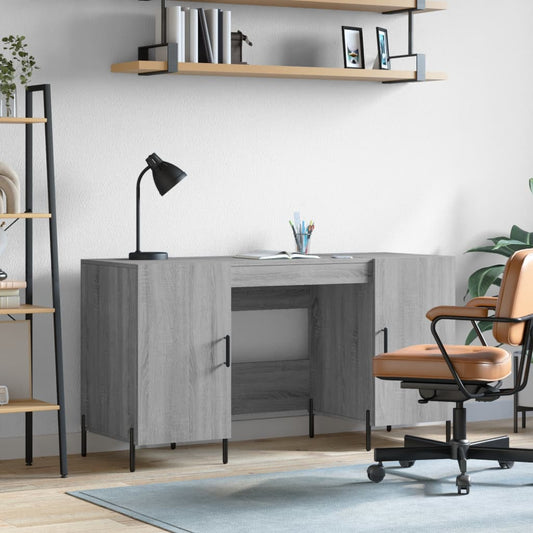 Bureau 140x50x75 cm bewerkt hout grijs sonoma eikenkleurig is nu te koop bij PeponiXL, paradijselijk wonen!