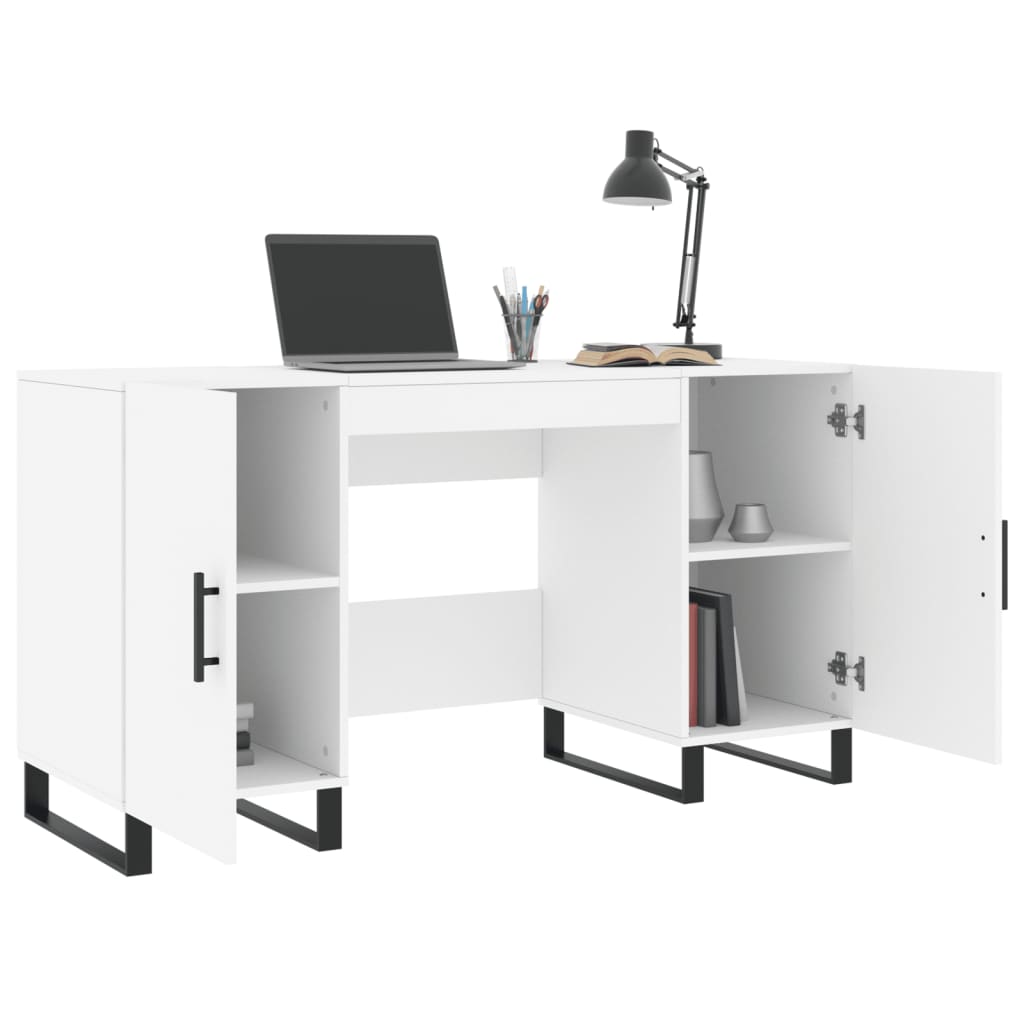 Bureau 140x50x75 cm bewerkt hout wit is nu te koop bij PeponiXL, paradijselijk wonen!
