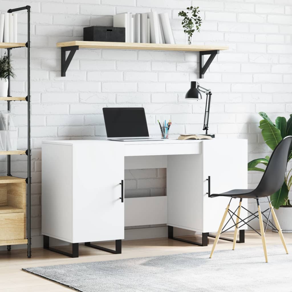 Bureau 140x50x75 cm bewerkt hout wit is nu te koop bij PeponiXL, paradijselijk wonen!