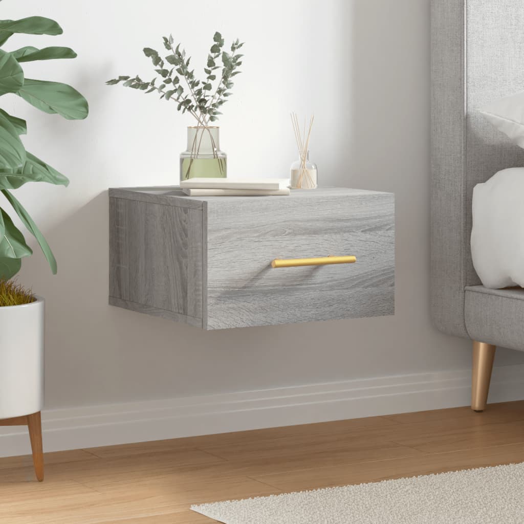 Nachtkastje wandgemonteerd 35x35x20 cm grijs sonoma eikenkleur is nu te koop bij PeponiXL, paradijselijk wonen!