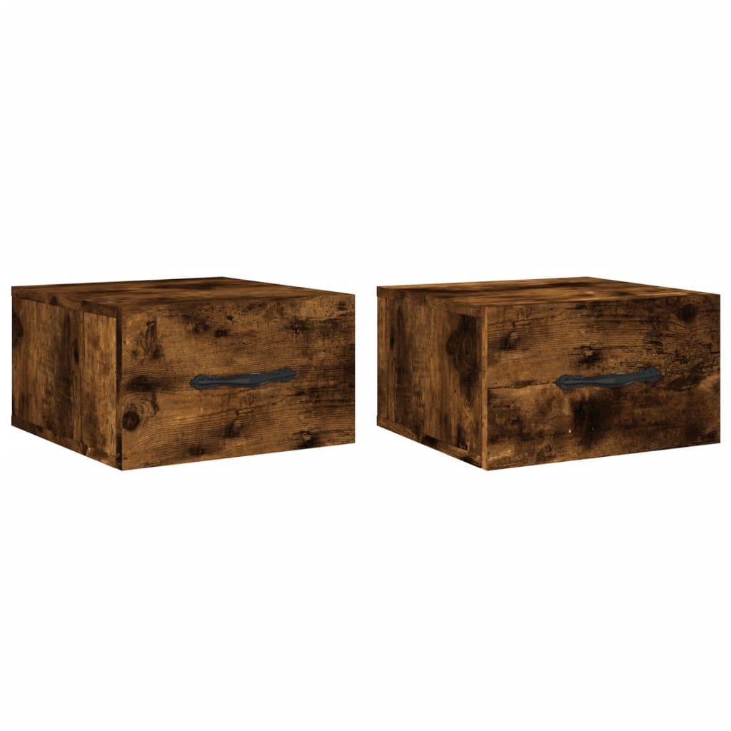 Nachtkastjes 2 st wandgemonteerd 35x35x20 cm gerookt eikenkleur is nu te koop bij PeponiXL, paradijselijk wonen!